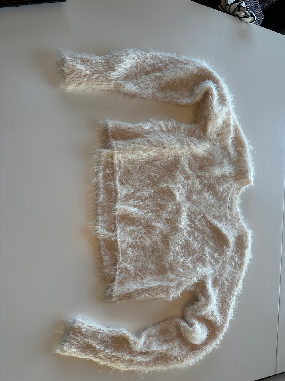 Billabong pale blush soft fuzzy crop crew neck sweater